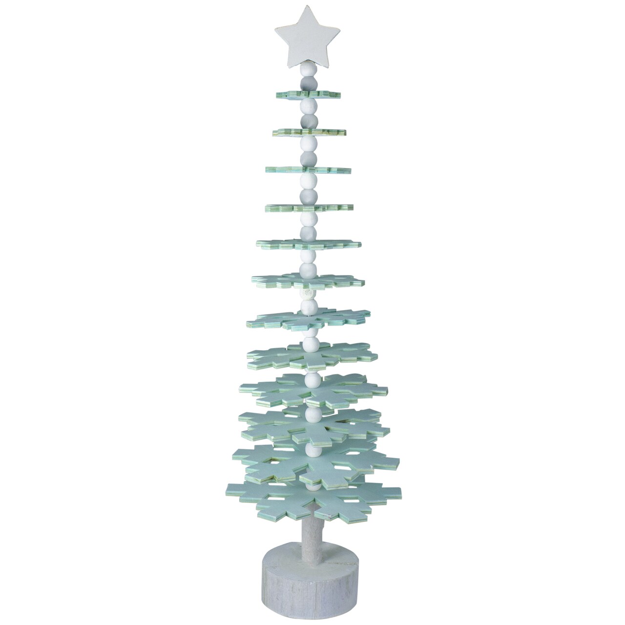 Northlight Bead and Snowflake Cutout Christmas Tree with Star Topper Decoration - 23" - Green